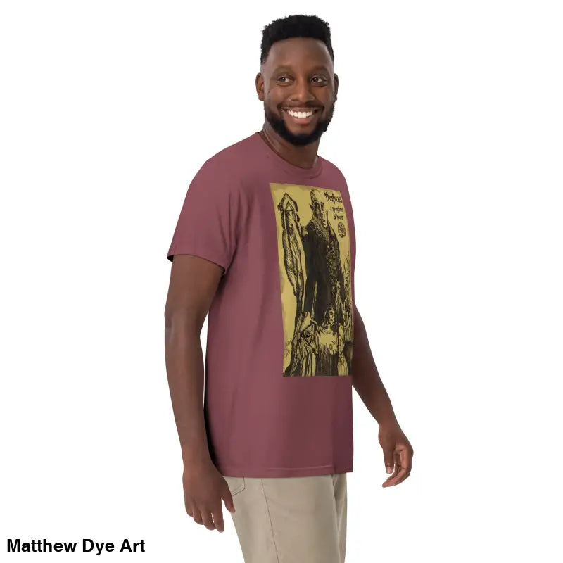 Maroon Nosferatu Heavyweight T-Shirt featuring a chillingly beautiful illustration