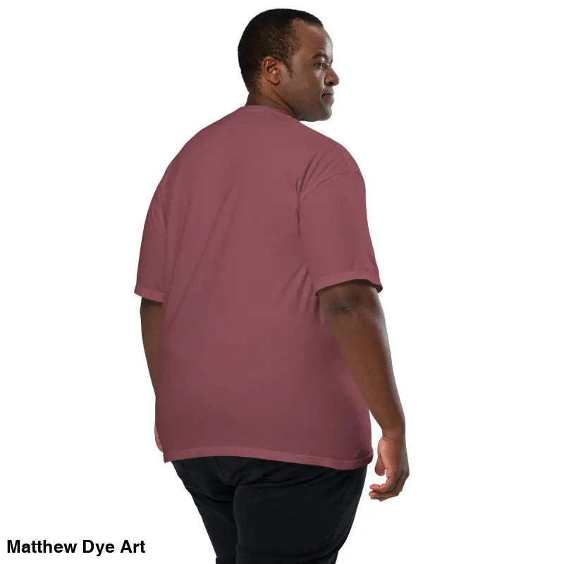 Maroon t-shirt on a man featuring chillingly beautiful Nosferatu Halloween design