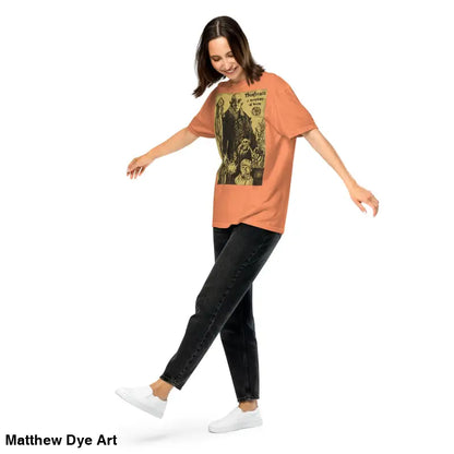 Peach Nosferatu Halloween Heavyweight T-Shirt featuring chillingly beautiful illustration