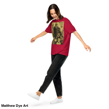 Red Nosferatu Heavyweight T-Shirt featuring chillingly beautiful illustration for Halloween