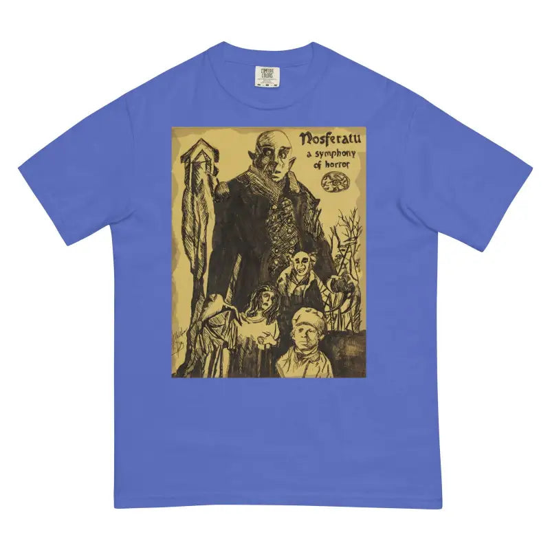 Blue Nosferatu Horror T-Shirt featuring vintage movie poster design for classic horror fans