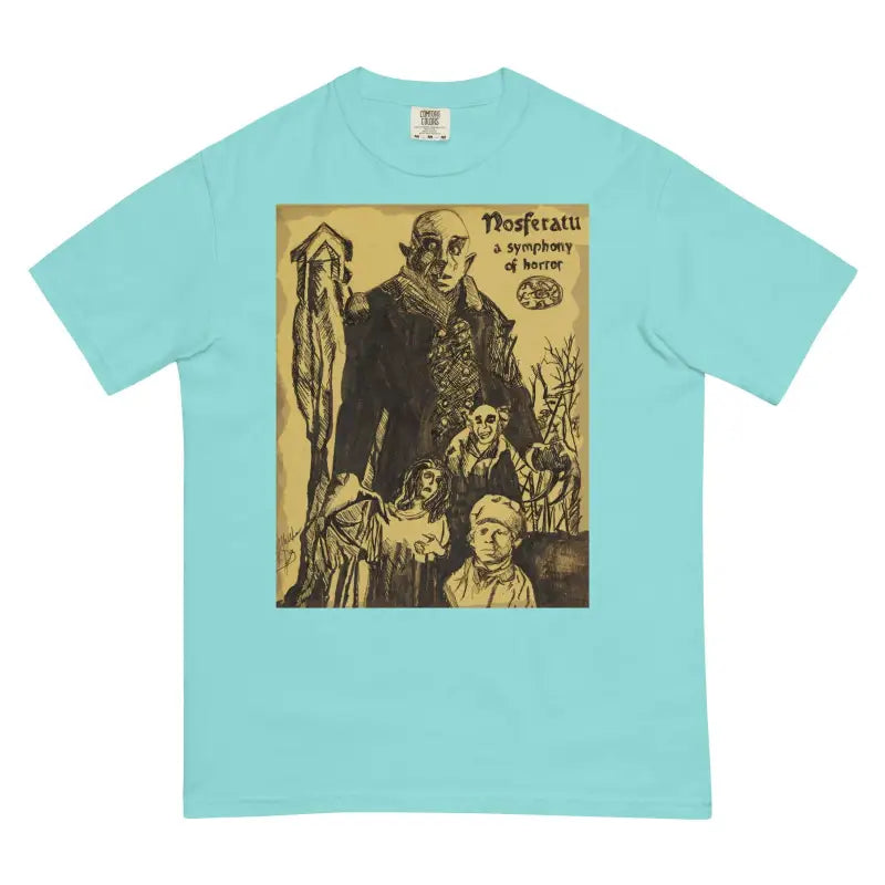 Mint green Nosferatu horror t-shirt with vintage movie poster graphic for classic horror fans