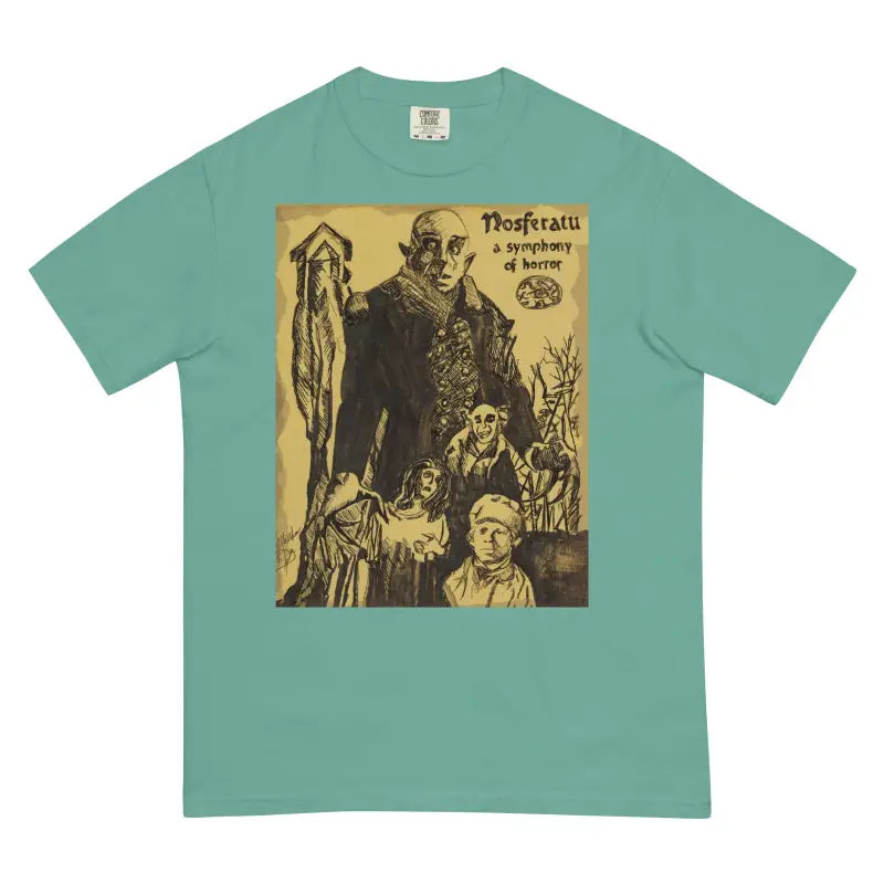 Mint green Nosferatu Horror T-Shirt with vintage movie poster design for classic horror fans