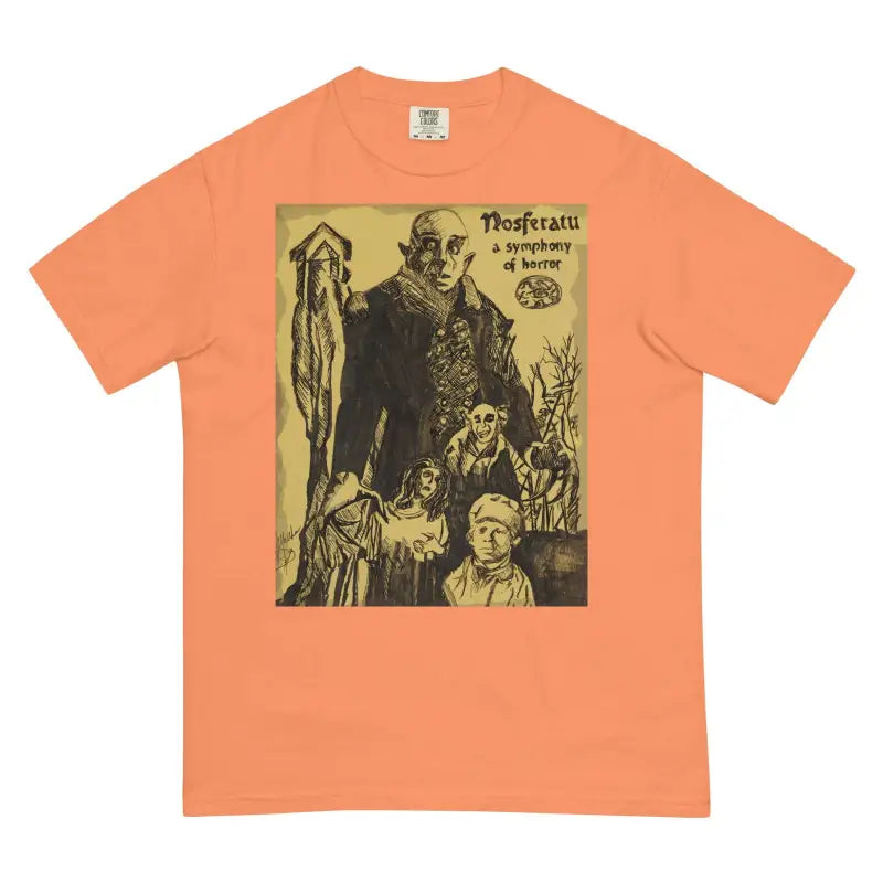 Peach-colored Nosferatu Horror T-Shirt featuring vintage classic horror movie poster