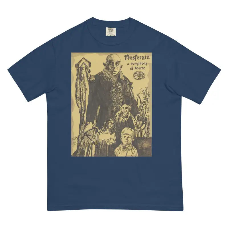 Navy blue Nosferatu Horror T-Shirt featuring vintage sepia horror movie design