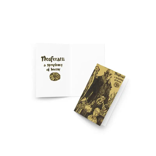 Nosferatu greeting card featuring Matthew Dye art in a spooky vintage design