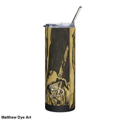 Insulated Nosferatu stainless steel tumbler with straw featuring Gothic horror artwork