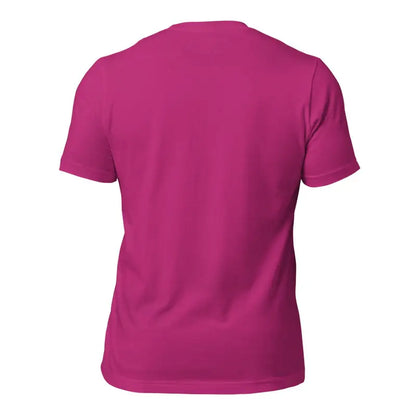 Pink short-sleeved Odin’s Legacy T-Shirt in Burgundy with Black Mjölnir design, back view