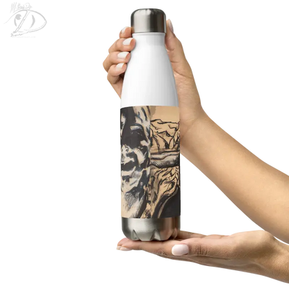 Marbled black and white stainless steel water bottle showcasing artistic elegance design