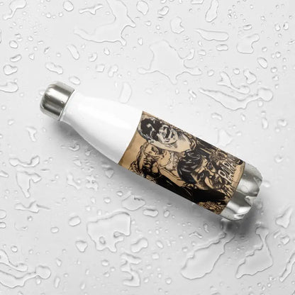 Elegant Paranoiac Stainless Steel Water Bottle with vintage-style label and metallic caps