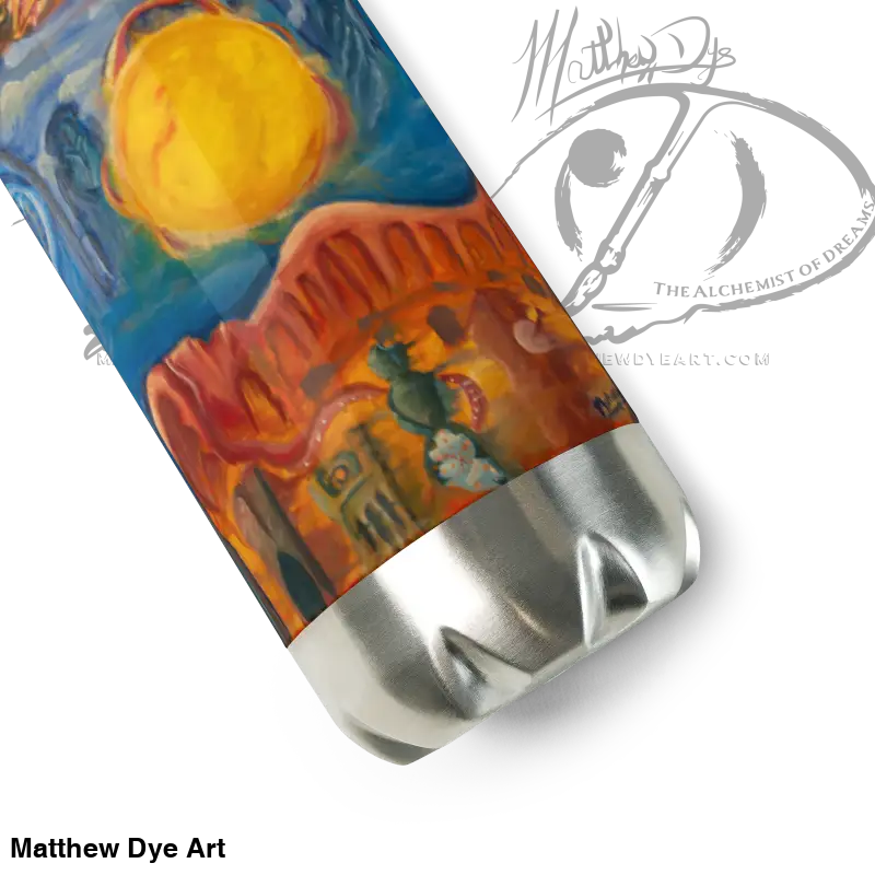Decorative drink can showcasing Above and Below spiritual cosmic art on stainless steel tumbler