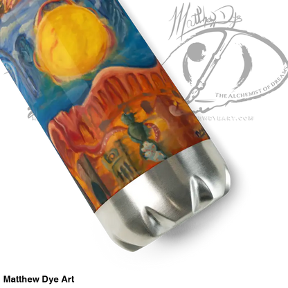 Decorative drink can showcasing Above and Below spiritual cosmic art on stainless steel tumbler
