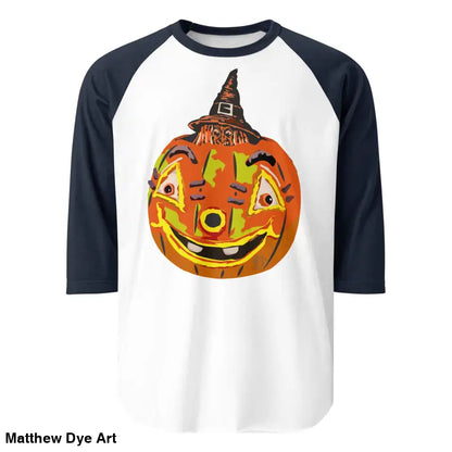 Stylish raglan shirt featuring charming retro Halloween pumpkin design for festive vibes