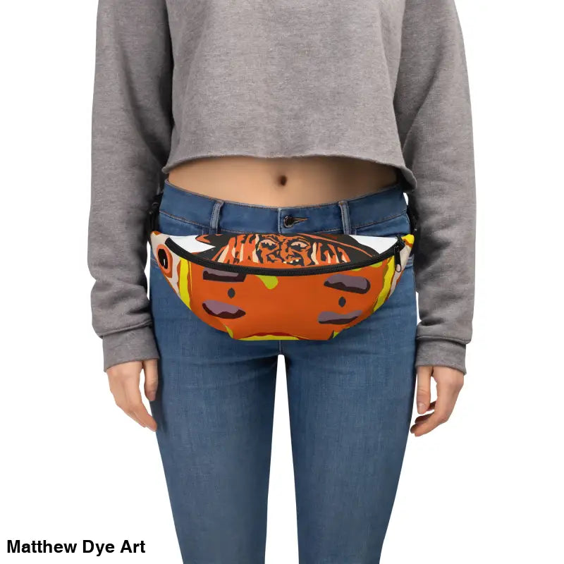 Cartoon-themed Pumpkin Witch Fanny Pack featuring Matthew Dye Art design for stylish convenience