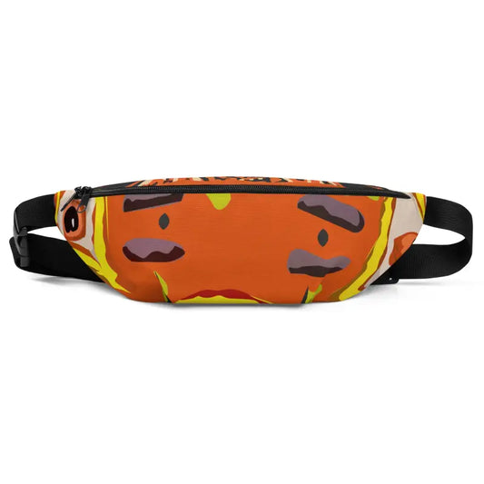 Orange Pumpkin Witch Fanny Pack featuring Matthew Dye art with a playful cartoon face