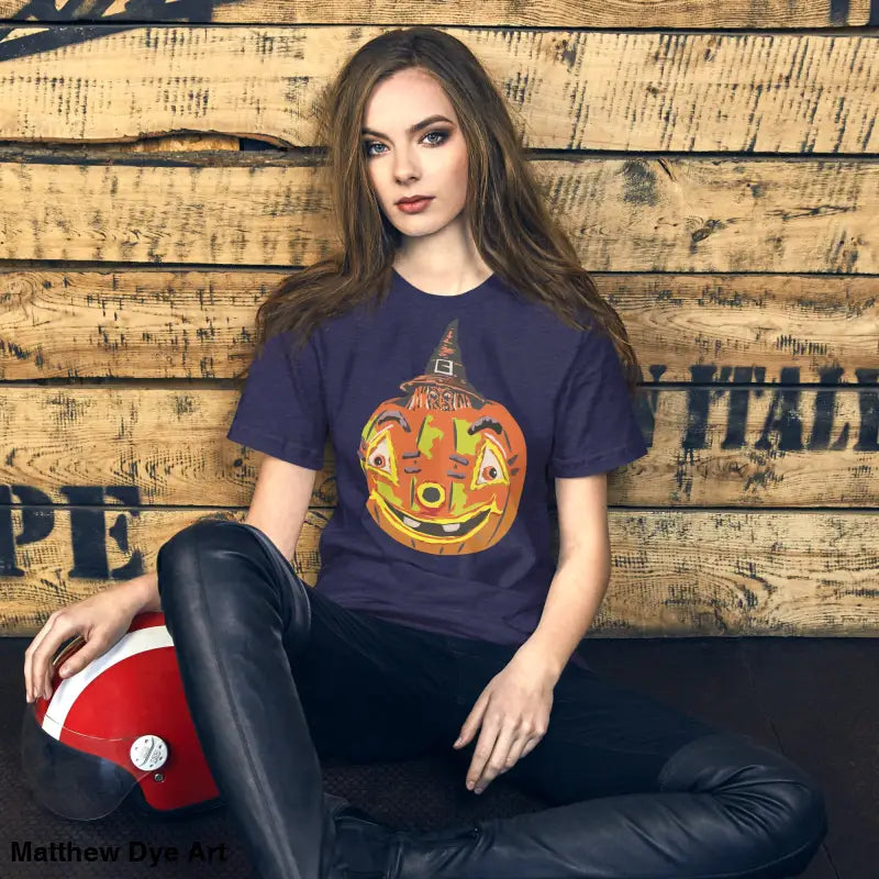Comfortable cotton Pumpkin Witch unisex tee, perfect for Halloween festivities