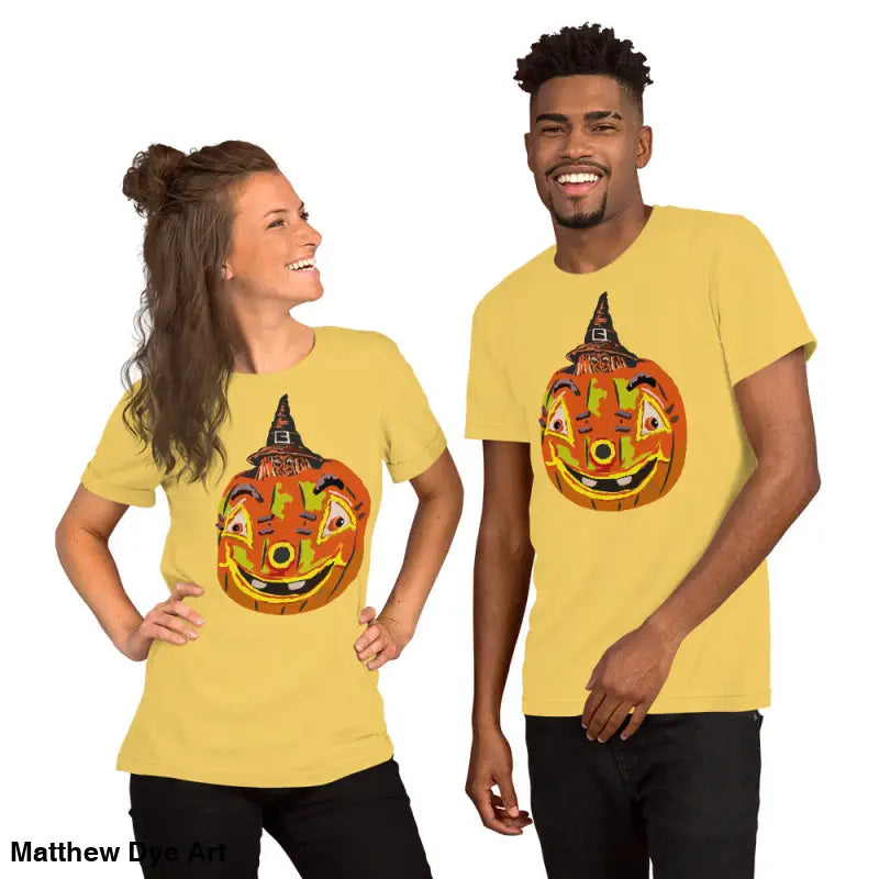 Comfortable cotton Pumpkin Witch unisex tee featuring Halloween design for festive wear