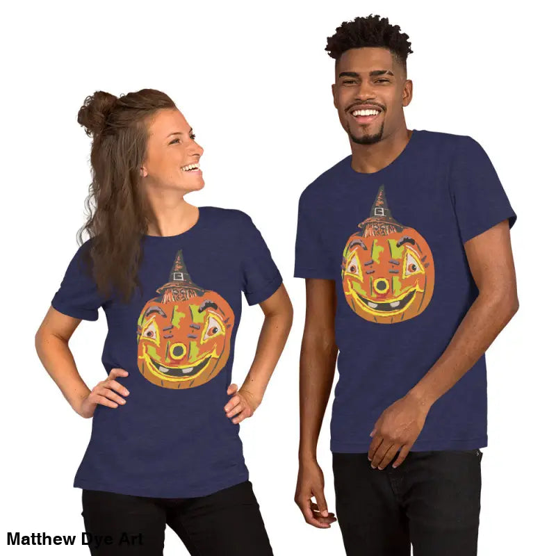 Matching Halloween t-shirts featuring comfortable cotton Pumpkin Witch unisex tee design