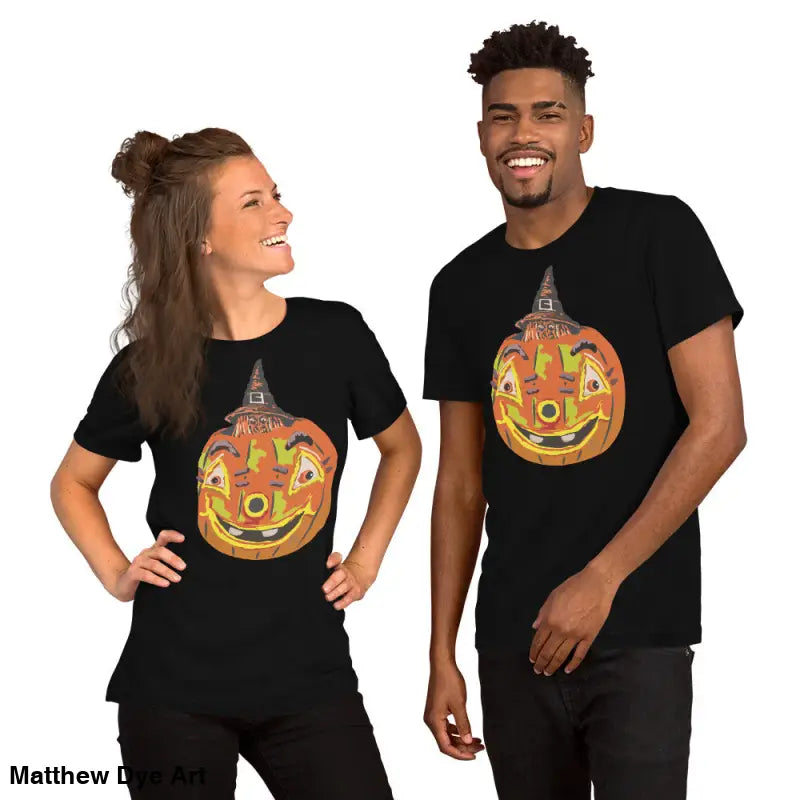 Halloween t-shirt featuring a Pumpkin Witch design on a comfortable cotton unisex tee