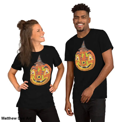 Halloween t-shirt featuring a Pumpkin Witch design on a comfortable cotton unisex tee