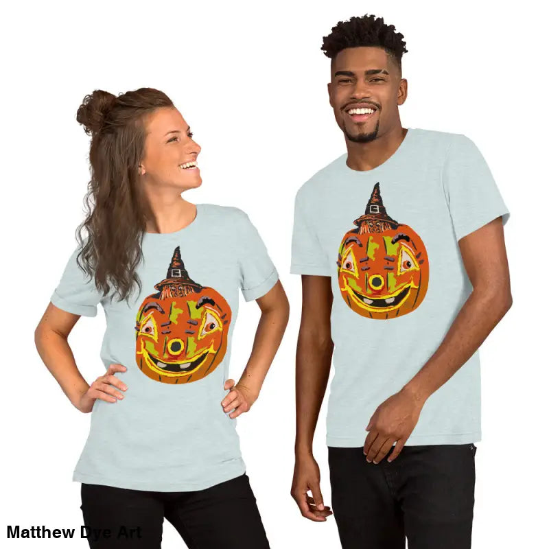 Matching Halloween t-shirts featuring comfortable cotton Pumpkin Witch design