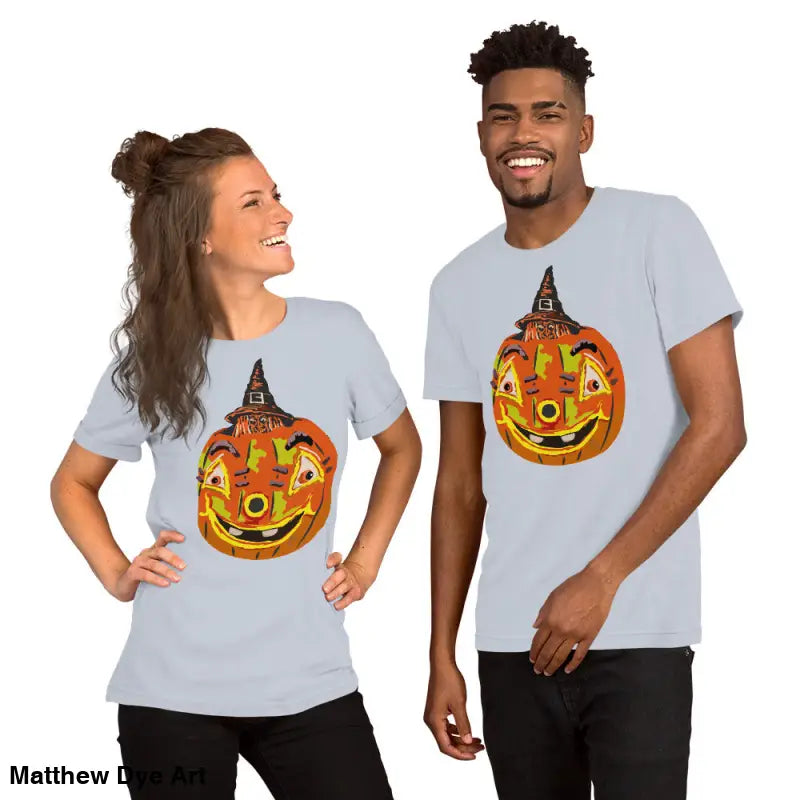 Matching comfortable cotton pumpkin witch unisex t-shirts for Halloween celebrations