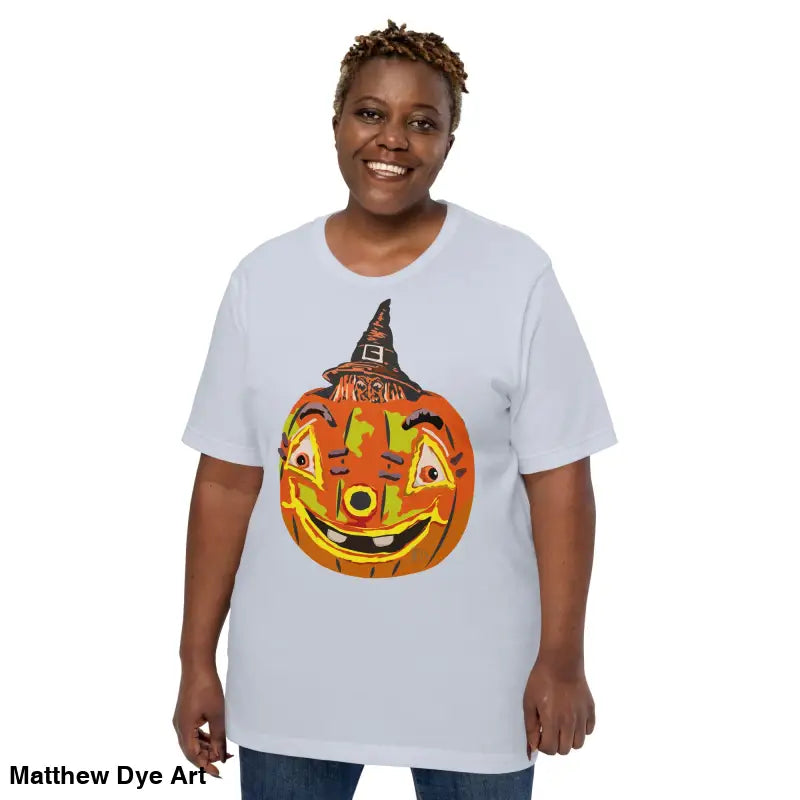 Comfortable cotton pumpkin witch unisex tee for Halloween festivities and celebrations