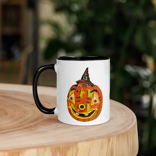 Halloween Pumpkin Witch Mug with Color Inside for a Surreal Morning Experience