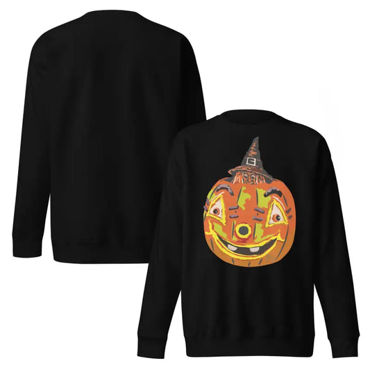 Black Halloween pumpkin sweatshirt from the cute Halloween collection featuring a Pumpkin Witch design