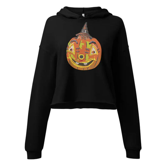 Black Hoodie featuring Enchanted Pumpkin Witch graphic for a Vintage Halloween look