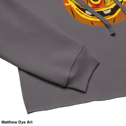 Gray cropped hoodie featuring an Enchanted Pumpkin Witch design for Halloween festivities