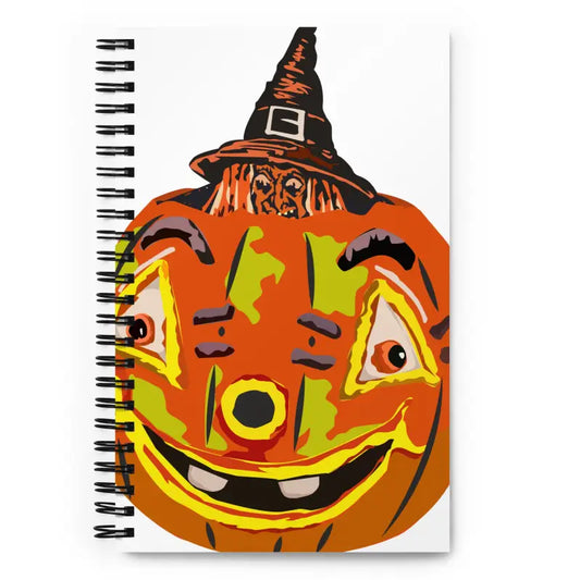 Spiral-bound notebook featuring Pumpkin Witch art by Matthew Dye, a splendid vessel for creativity