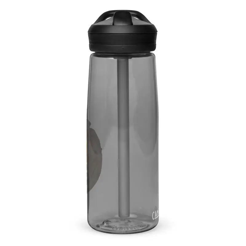 Clear plastic Witch Sports Water Bottle with black lid and straw, featuring Pumpkin Witch design