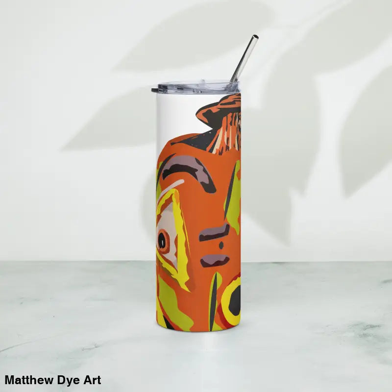 Abstract art tumbler with straw from the Pumpkin Witch stainless cute Halloween collection