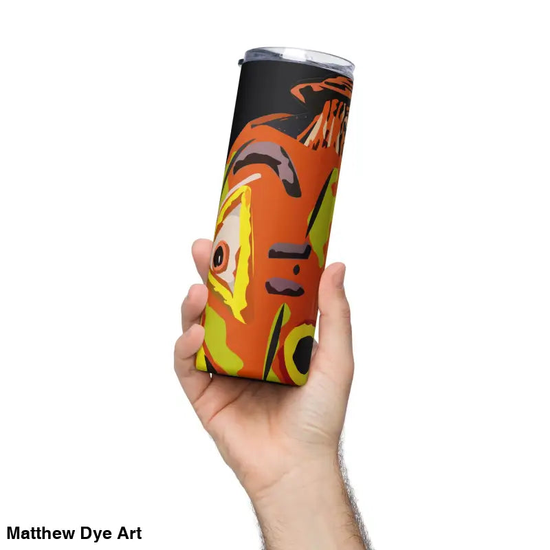 Abstractly patterned tumbler from the Pumpkin Witch stainless cute Halloween collection