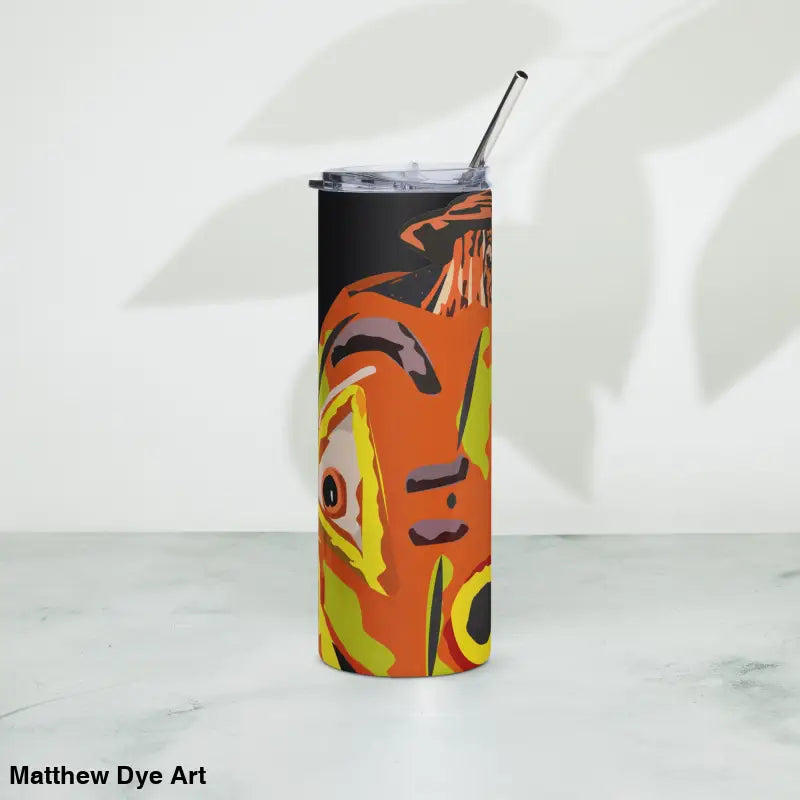 Abstract art tumbler with straw from the Pumpkin Witch stainless cute Halloween collection