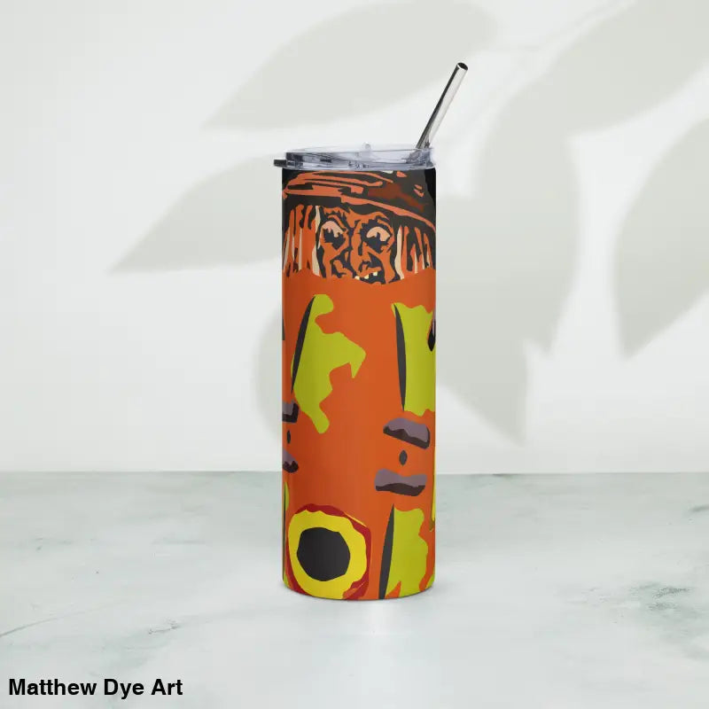 Orange tumbler with straw from the Pumpkin Witch Stainless collection, blending practicality and whimsy