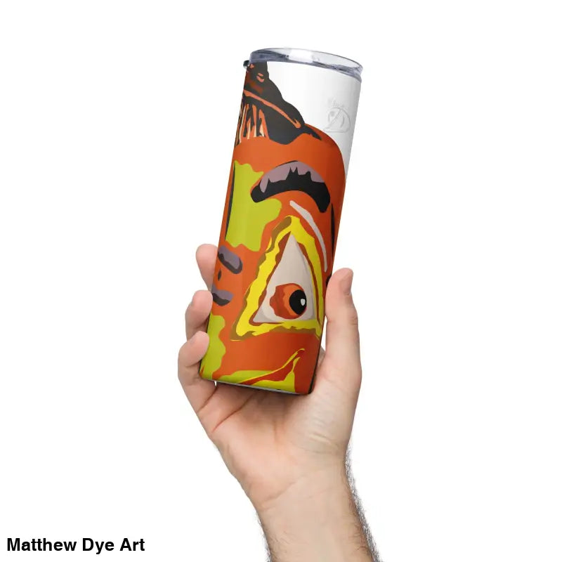 Colorful Pumpkin Witch Stainless Steel Tumbler featuring Abstract Eye Design for Cute Halloween Collection