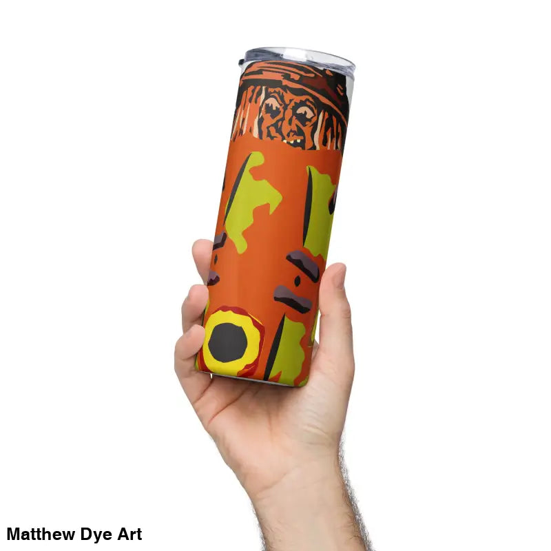 Orange tumbler with abstract design from Pumpkin Witch Stainless Halloween collection