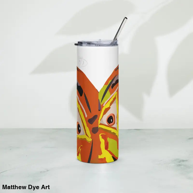 Orange and yellow tumbler with straw from Pumpkin Witch Stainless cute Halloween collection