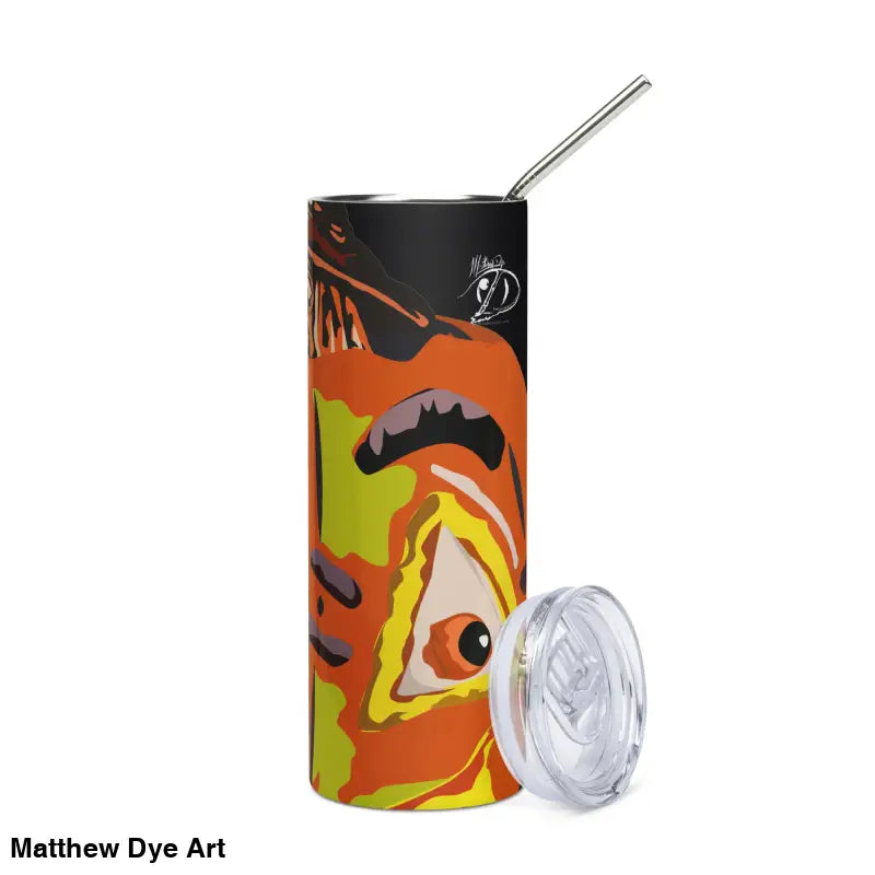 Artistic Pumpkin Witch Stainless Steel Halloween Tumbler with straw and lid for festive enjoyment