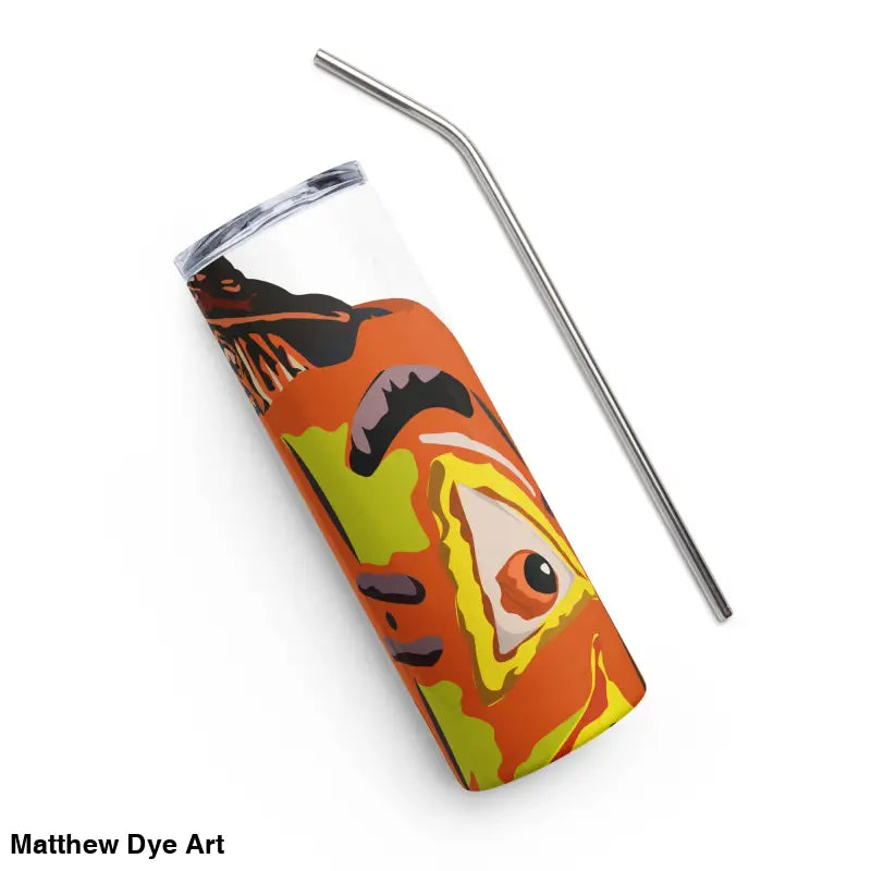 Orange and green Pumpkin Witch Stainless Steel Halloween Tumbler with metal straw