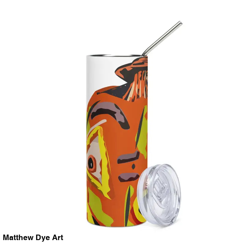 Orange and yellow Pumpkin Witch stainless steel tumbler with straw in a cute Halloween collection