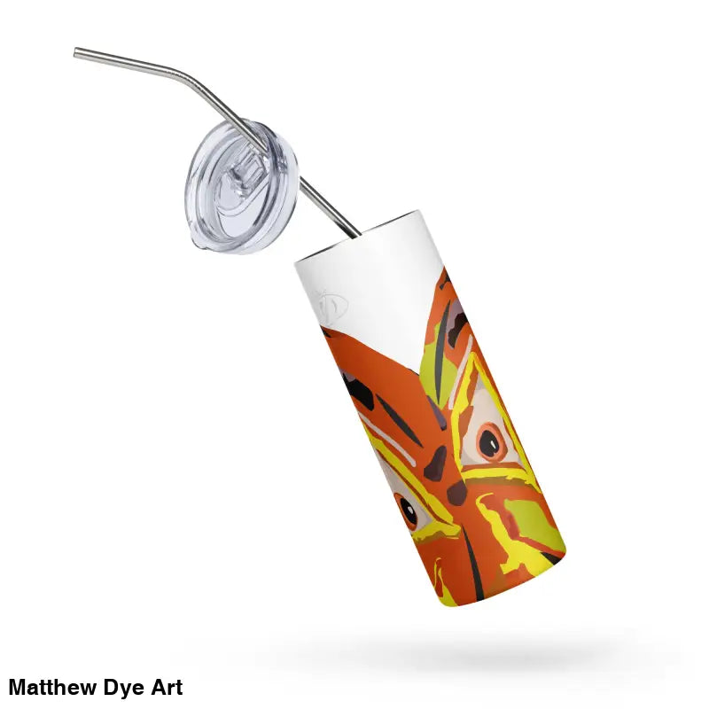 Fox-themed tumbler with straw from Pumpkin Witch stainless cute Halloween collection
