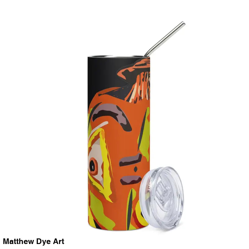 Abstract art tumbler with straw and lid from the Pumpkin Witch Stainless collection