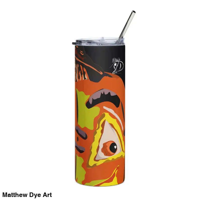 Artistic Pumpkin Witch stainless steel tumbler with straw from cute Halloween collection