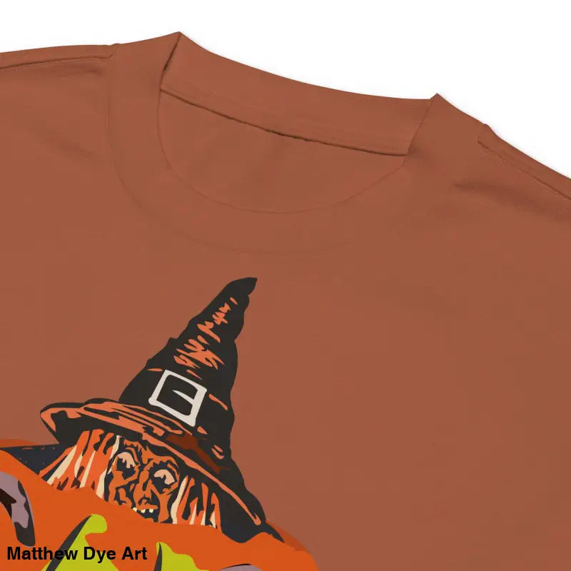 Pumpkin Witch premium long sleeve t-shirt featuring a playful jack-o’-lantern design
