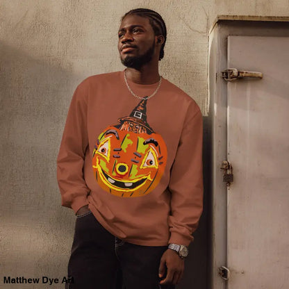 Premium long sleeve Halloween shirt featuring a cozy jack-o’-lantern design