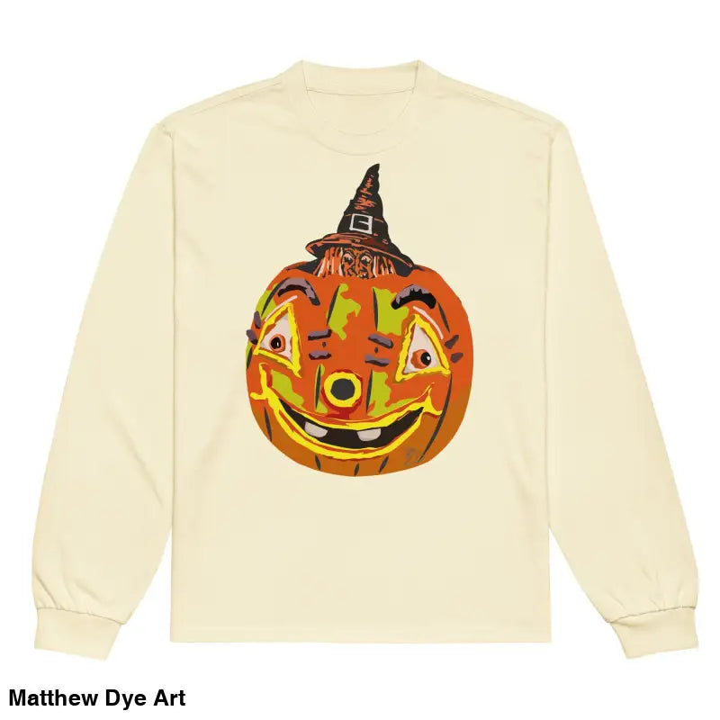 Premium long sleeve shirt featuring a jack-o’-lantern graphic for comfort and style
