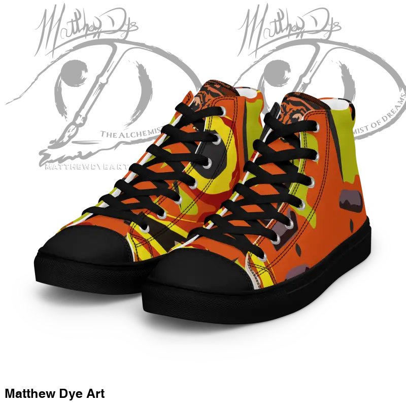 High-top sneakers in orange and yellow for Whimsical Pumpkin Witch women’s collection